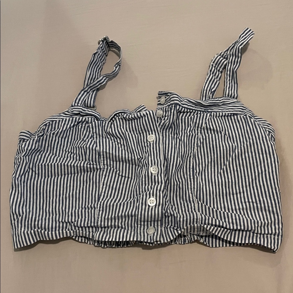 Brandy Melville Navy & White Striped Cropped Cami – One Size